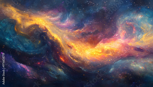 Galaxy Dreamscape: A vibrant, colorful galaxy with swirling stars and nebulae, evoking a sense of cosmic wonder.