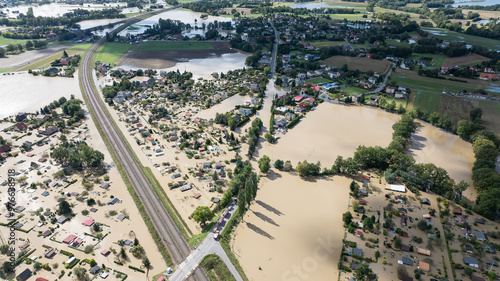 Czechowice Dziedzice, powódź 2024,  widok z drona na zalaną okolicę, Polska Śląsk photo