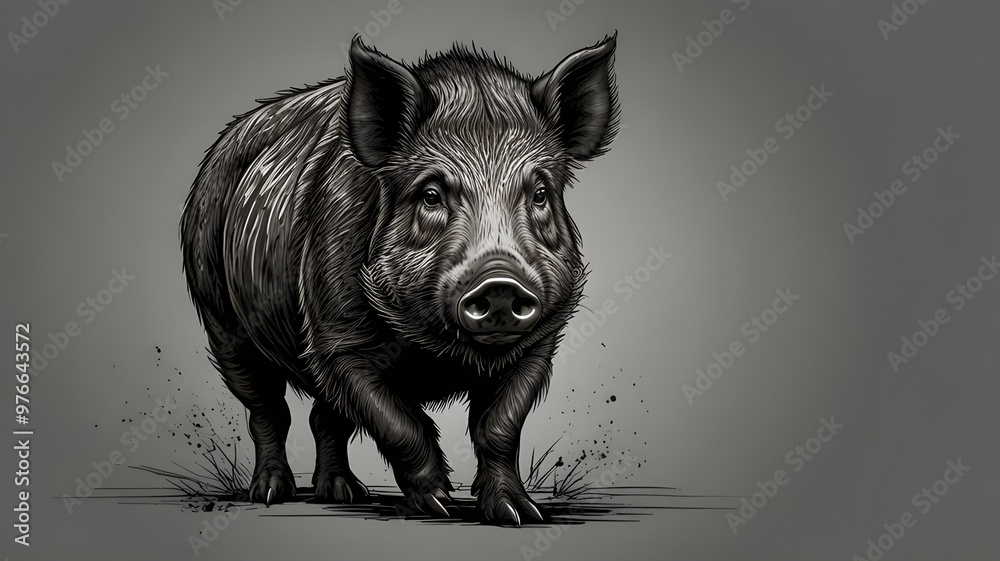 Fototapeta premium black boar 