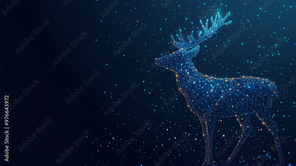Security role represented through polygons. A low poly vector illustration featuring a starry sky or cosmos theme. The role is made up of lines, dots, and geometric shapes. Security role represented through polygons. A low poly vector illustration featuring a starry sky or cosmos theme. The role is made up of lines, dots, and geometric shapes.