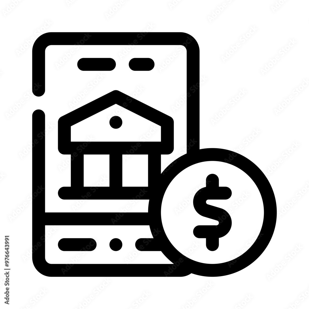 mobile banking line icon mobile banking line icon