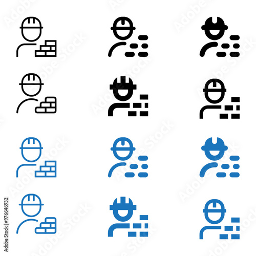 Worker in a helmet. Simple icon set. Flat style element for graphic design on white background.