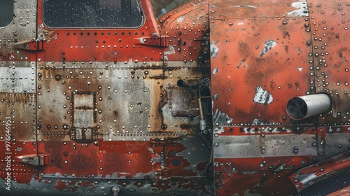 Rusty Airplane Panel with Rivets and Exhaust photo