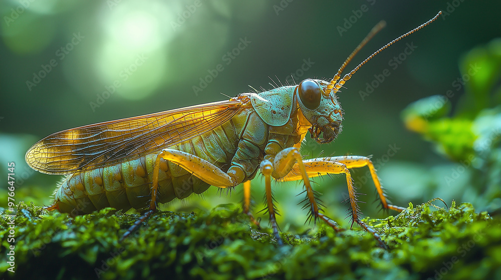 Stonefly, from below, angled view, Hyper-realistic, early morning light Stonefly, from below, angled view, Hyper-realistic, early morning light