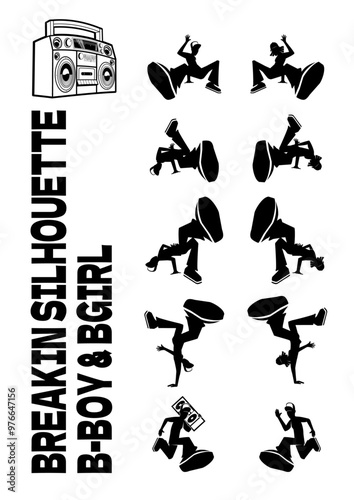 breakin silhouette bboy&bgirl