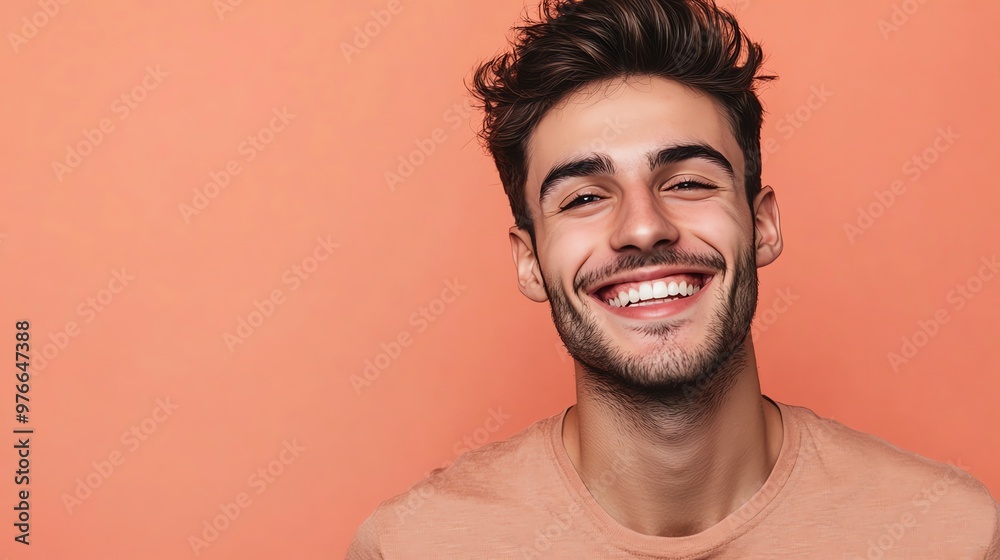 A young man with curly brown hair smiles at the camera. A young man with curly brown hair smiles at the camera.