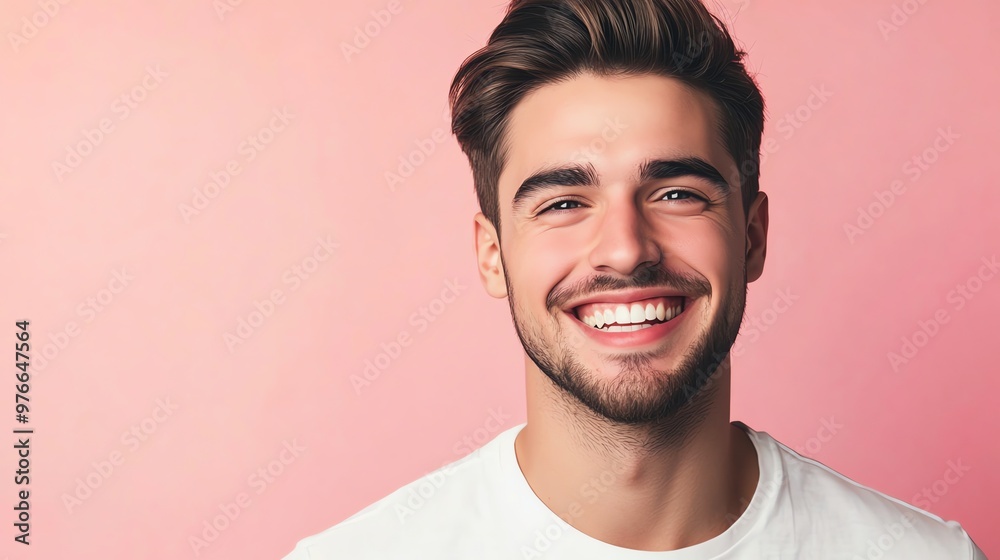 A young man with brown hair smiles at the camera. A young man with brown hair smiles at the camera.