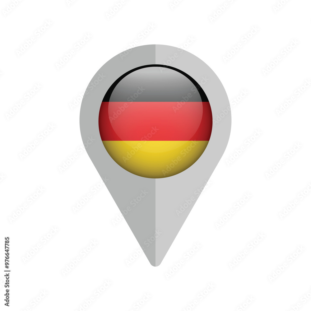 Germany flag map pin isolated icon vector illustration. Germany countries location point, sign shape.