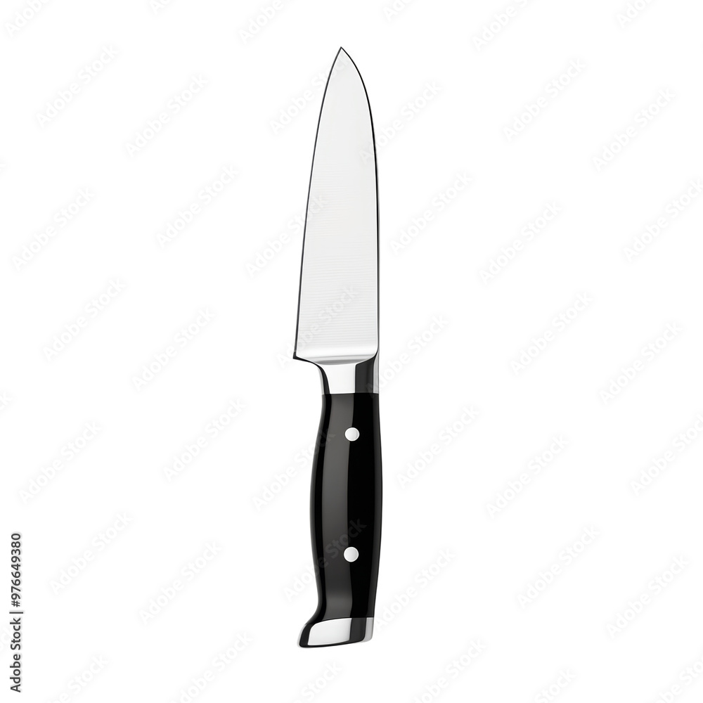 Professional chef's knife with black handle and shiny blade Professional chef's knife with black handle and shiny blade