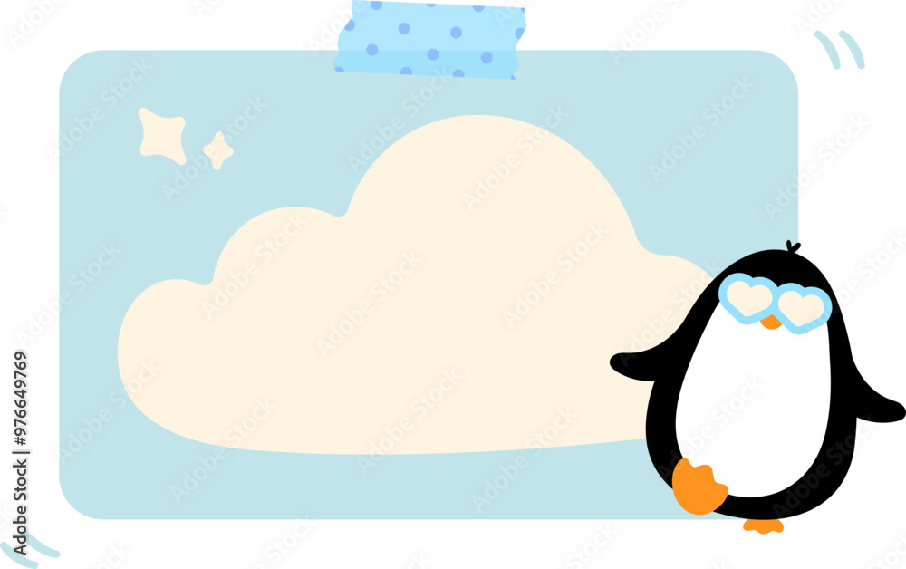 Obraz premium Cute Penguin Note Paper