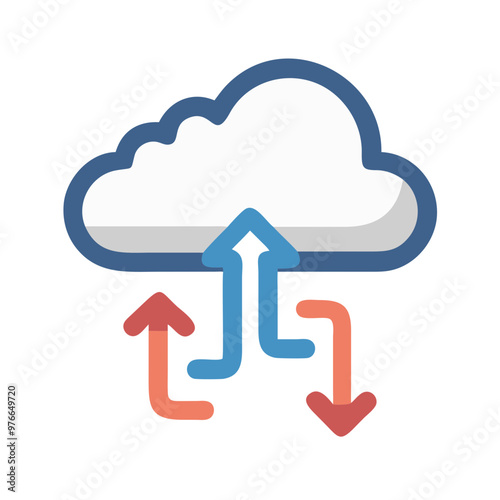 cloud computing concept illustration, cloud migration icon