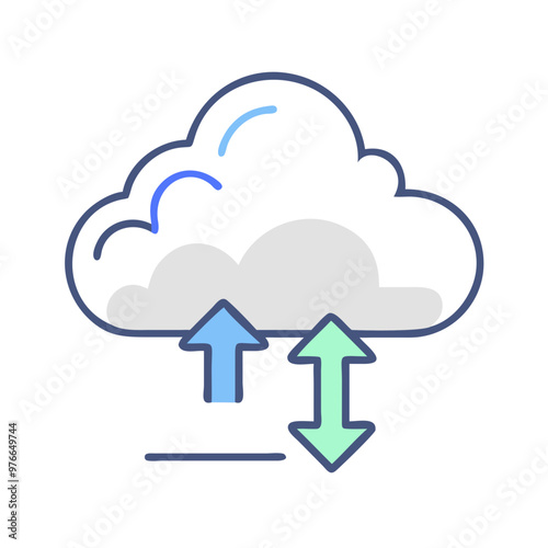 cloud computing concept illustration, cloud migration icon