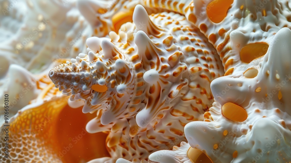 Close-up of a White and Orange Seashell Close-up of a White and Orange Seashell