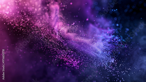 Glittering purple and blue powder in dynamic ocean-like movement. AI generative. photo