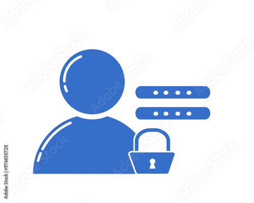 create account icon, user registration form, login and password data, account security flat vector illustration. part 8