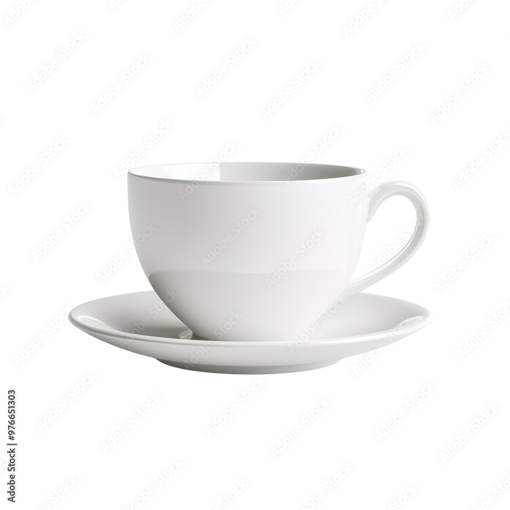Empty white porcelain cup and saucer on black background Empty white porcelain cup and saucer on black background