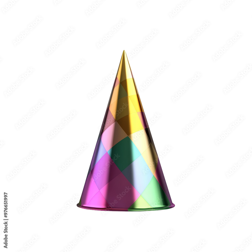Fototapeta premium Colorful party hat with geometric design for celebration events