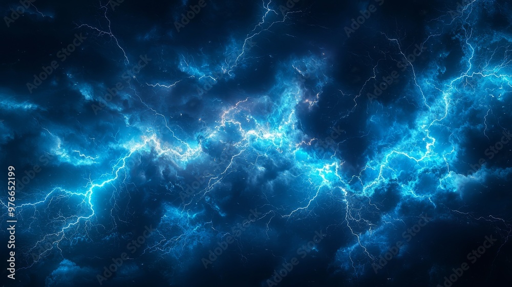 Electrical storm with a bolt of lightning, the atmosphere charged with energy and power Electrical storm with a bolt of lightning, the atmosphere charged with energy and power