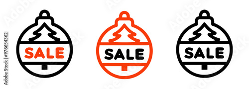 Christmass tree bauble with a sale sign set of icons  in various colors and styles photo