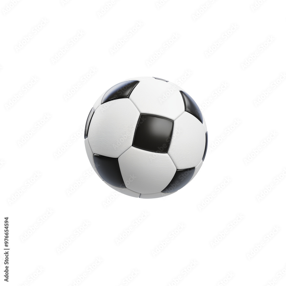 Naklejka premium Classic black and white soccer ball on a black background