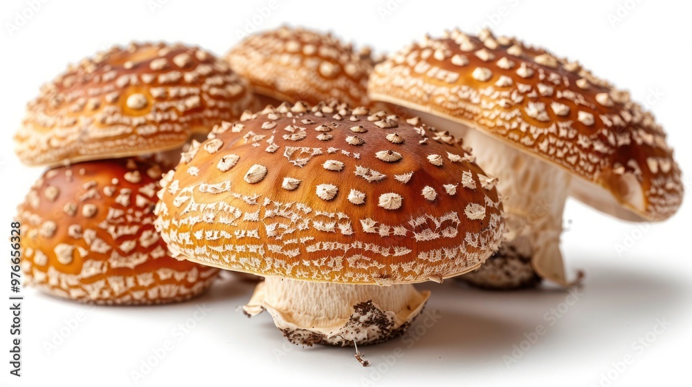 Fresh Shiitake Mushrooms on White Background Fresh Shiitake Mushrooms on White Background