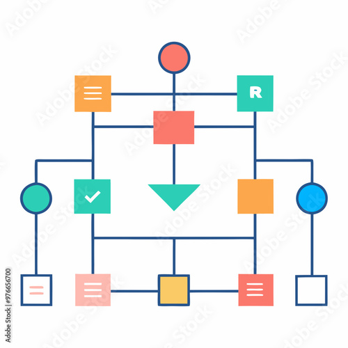 data visualization and infographics vectors, illustration of a diagram, minimalist workflow flowchart vector