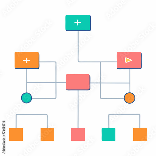 data visualization and infographics vectors, illustration of a diagram, minimalist workflow flowchart vector