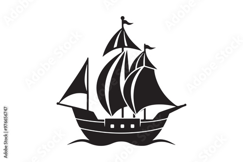 Sailing Ship silhouette vector illustration, Sailing Ship silhouette vector. Sailing Ship silhouette PNG
