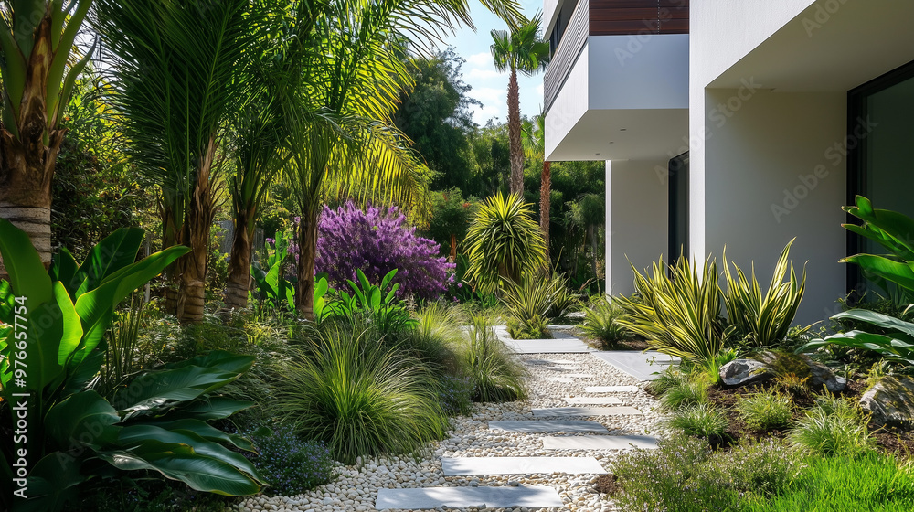garden with palm trees garden with palm trees