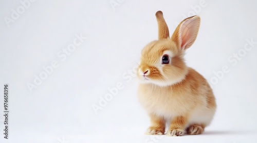 Cute Fluffy Bunny Against a White Background