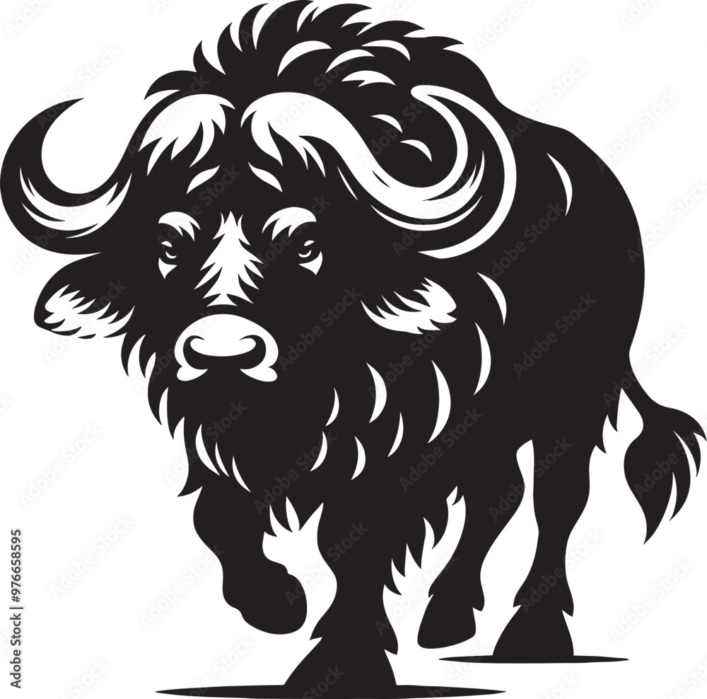 Wild Running Buffalo Silhouette vector illustration isolated on a white background Wild Running Buffalo Silhouette vector illustration isolated on a white background