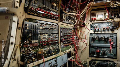 Complex Electronics Panel with Wires and Switches photo