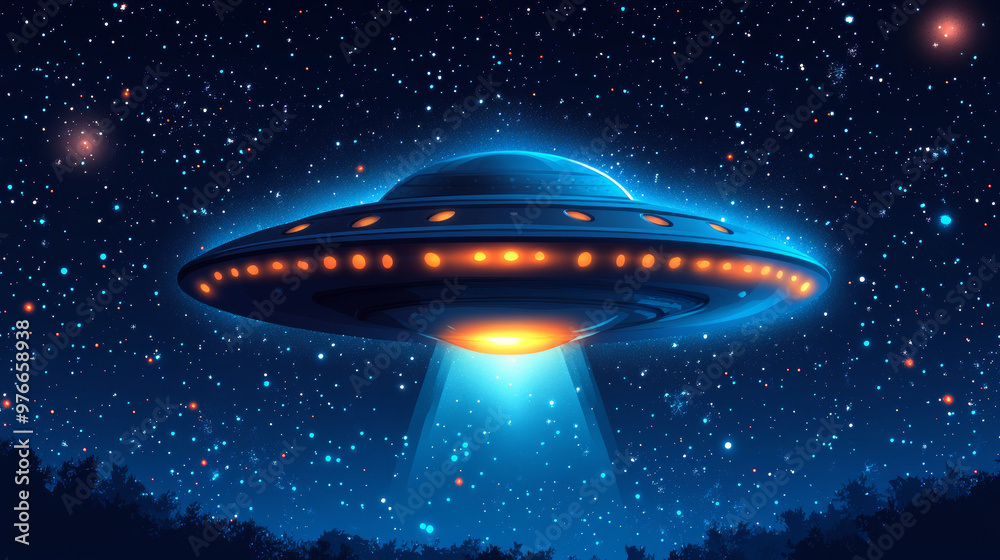 Background featuring an alien spaceship or UFO, depicted in a vector illustration. Background featuring an alien spaceship or UFO, depicted in a vector illustration.