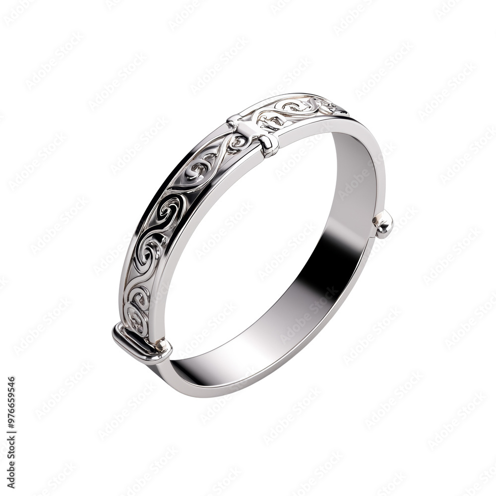 Elegant silver bracelet with intricate design and patterns Elegant silver bracelet with intricate design and patterns