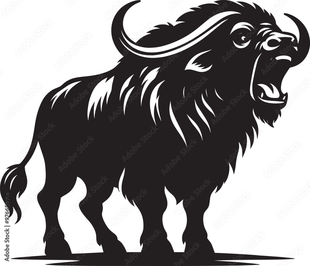 Wild Running Buffalo Silhouette vector illustration isolated on a white background Wild Running Buffalo Silhouette vector illustration isolated on a white background