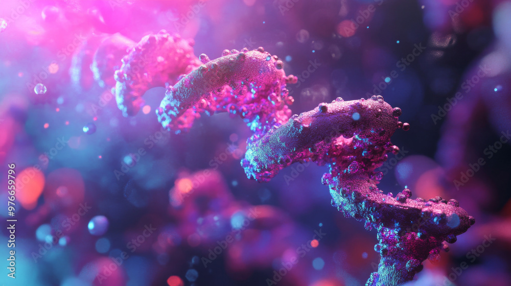 3D digital artwork illustrating aptamer technology. 3D digital artwork illustrating aptamer technology.