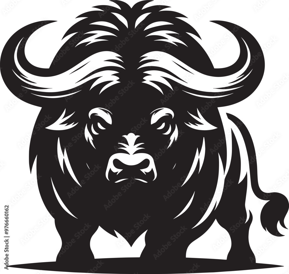 Wild Running Buffalo Silhouette vector illustration isolated on a white background Wild Running Buffalo Silhouette vector illustration isolated on a white background