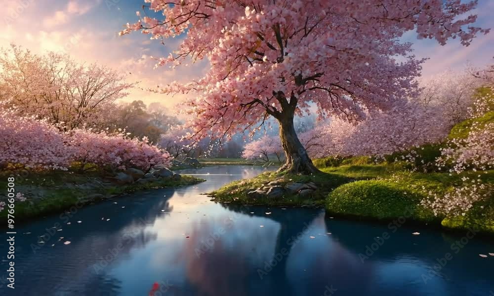 sakura over the lake
