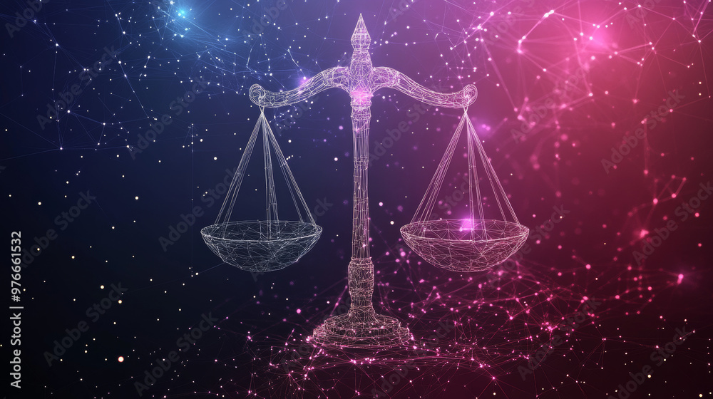 Low poly wireframe poster template featuring the Libra sign. Low poly wireframe poster template featuring the Libra sign.