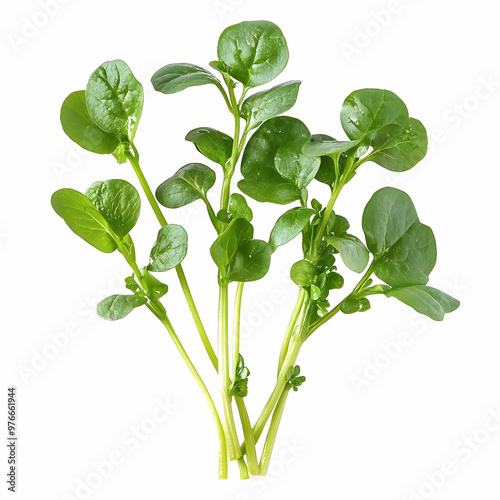 Fresh organic watercress over white background photo