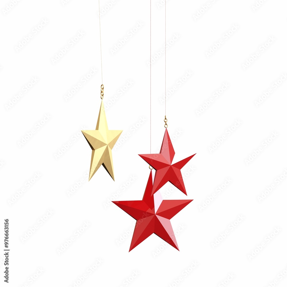 Christmas decorations, New Year's decor, isolated on white background, 3D illustration, cg render Christmas decorations, New Year's decor, isolated on white background, 3D illustration, cg render
