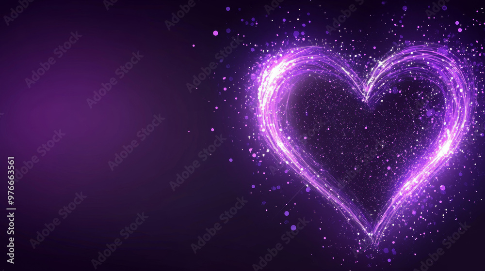 Stunning purple abstract heart with magical, fiery, and luminous energy sparks, perfect for Valentine's Day, Women's Day, or Mother's Day. Set against a purple background in a vector illustration. Stunning purple abstract heart with magical, fiery, and luminous energy sparks, perfect for Valentine's Day, Women's Day, or Mother's Day. Set against a purple background in a vector illustration.