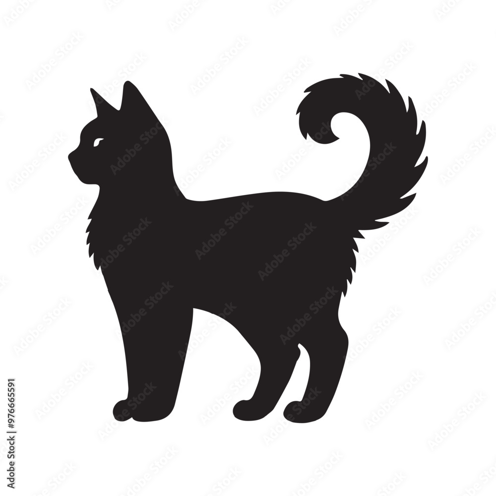 Balinese cat silhouette Clipart - Balinese Cat logo Design - Cat Vector illustration in black and white
