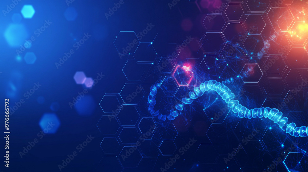 Molecular structure background for science-themed wallpaper or banners, featuring DNA molecules. Abstract design with hexagons, wave flow, and illustrative elements. Molecular structure background for science-themed wallpaper or banners, featuring DNA molecules. Abstract design with hexagons, wave flow, and illustrative elements.