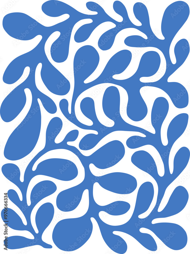 Contemporary Matisse inspired art background vector. Abstract botanical hand drawn poster design with leaves and branches. Simple modern style illustrated design for print, cover, card and wall art. Contemporary Matisse inspired art background vector. Abstract botanical hand drawn poster design with leaves and branches. Simple modern style illustrated design for print, cover, card and wall art.