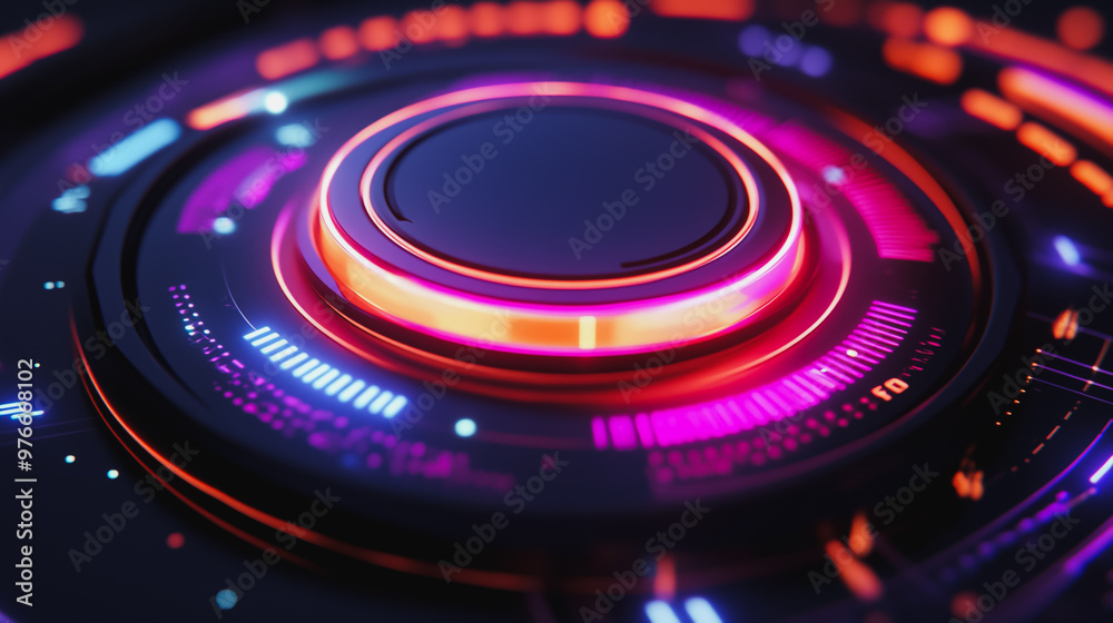 Abstract black background with Colorful geometric and circle lines. Digital future technology . Abstract business connection of lines from nodes innovation of communication in the network.