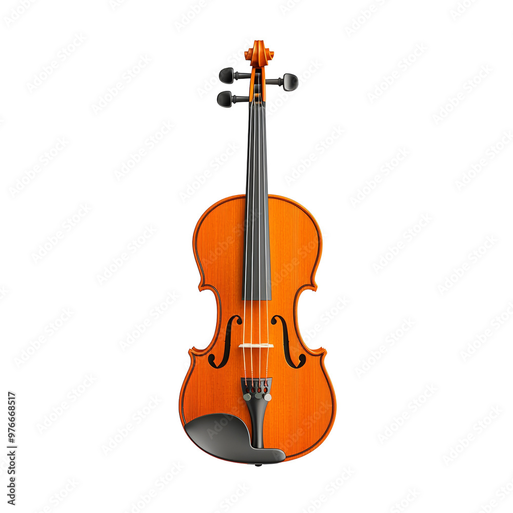 Fototapeta premium Beautiful orange violin isolated on black background