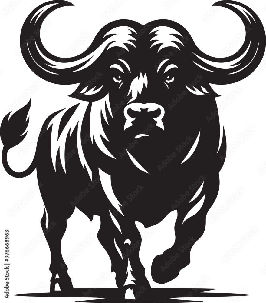 Wild Running Buffalo Silhouette vector illustration isolated on a white background Wild Running Buffalo Silhouette vector illustration isolated on a white background