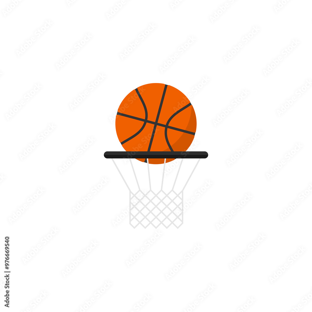 Basketball ball in flat design icon isolated on transparent background