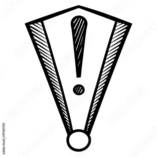 Sketch hand drawing of a exclamation mark symbol vector